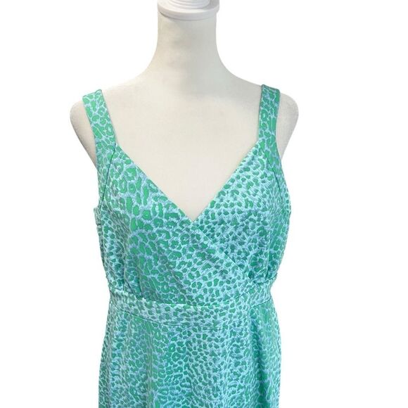 NEW J. McLaughlin Karla Maxi Dress Cheetah Print Green Blue Catalina Cloth L NWT - Picture 3 of 7